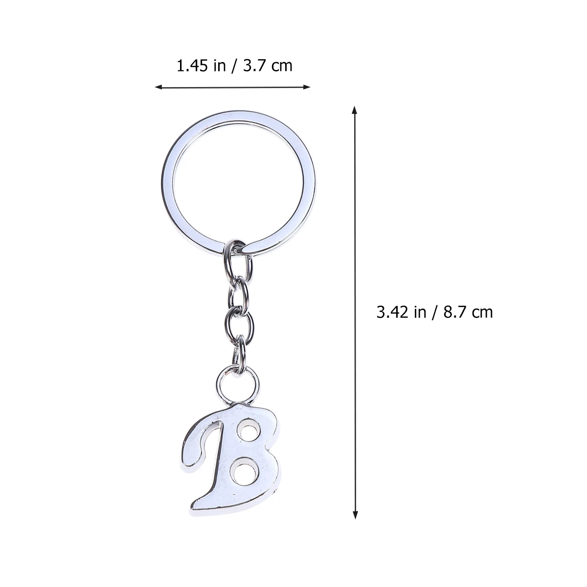

Simple Stylish Letter B Key Chain Metal Key Alphabet Keychain Bag Pendant Charm Birthday Gift (Silver)