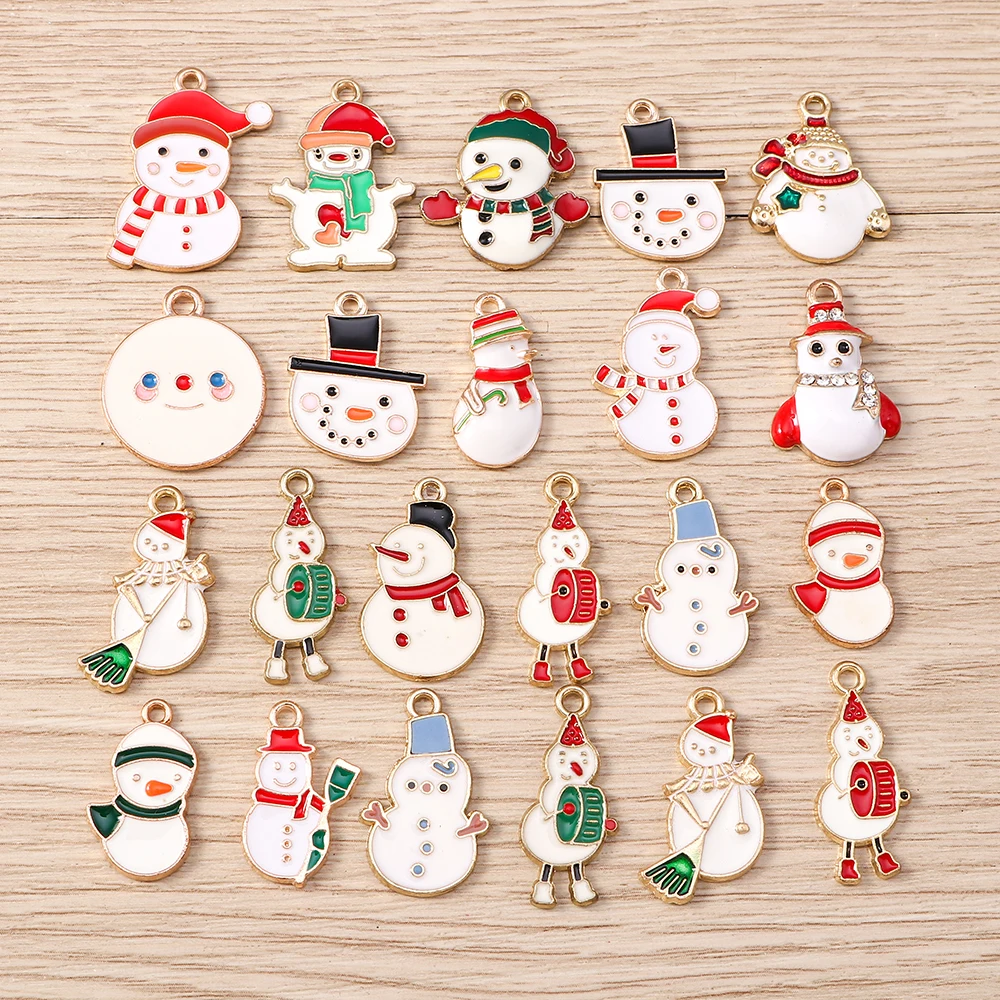 

Tusember 10pcs Christmas Snowman Charms for Jewelry Making New Year Earrings Necklace Bracelets Gifts DIY Christmas Pendants