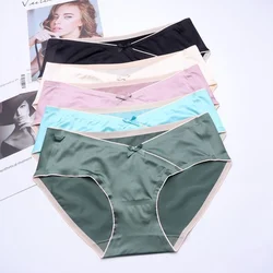 SP&CITY Luxury French Smooth Satin Traceless Women's Underpants Low Waist Simple Cotton Panties Comfortable Soft Seamless Briefs