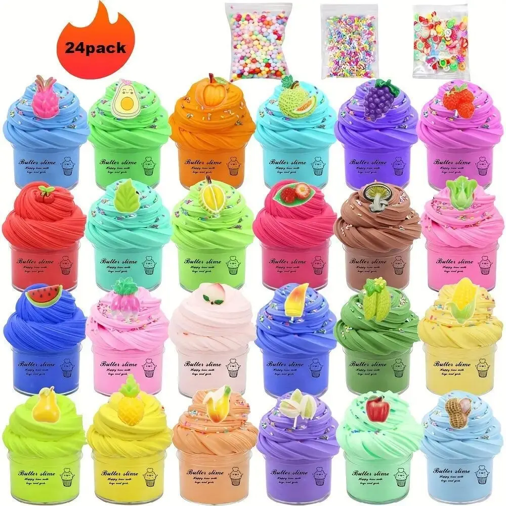 12 Slime Cotton Mud Puff Gum Toy Education Creativity Toys Soft Charms Rainbow Clay Kawaii Slime Party Toy for Kids Gift