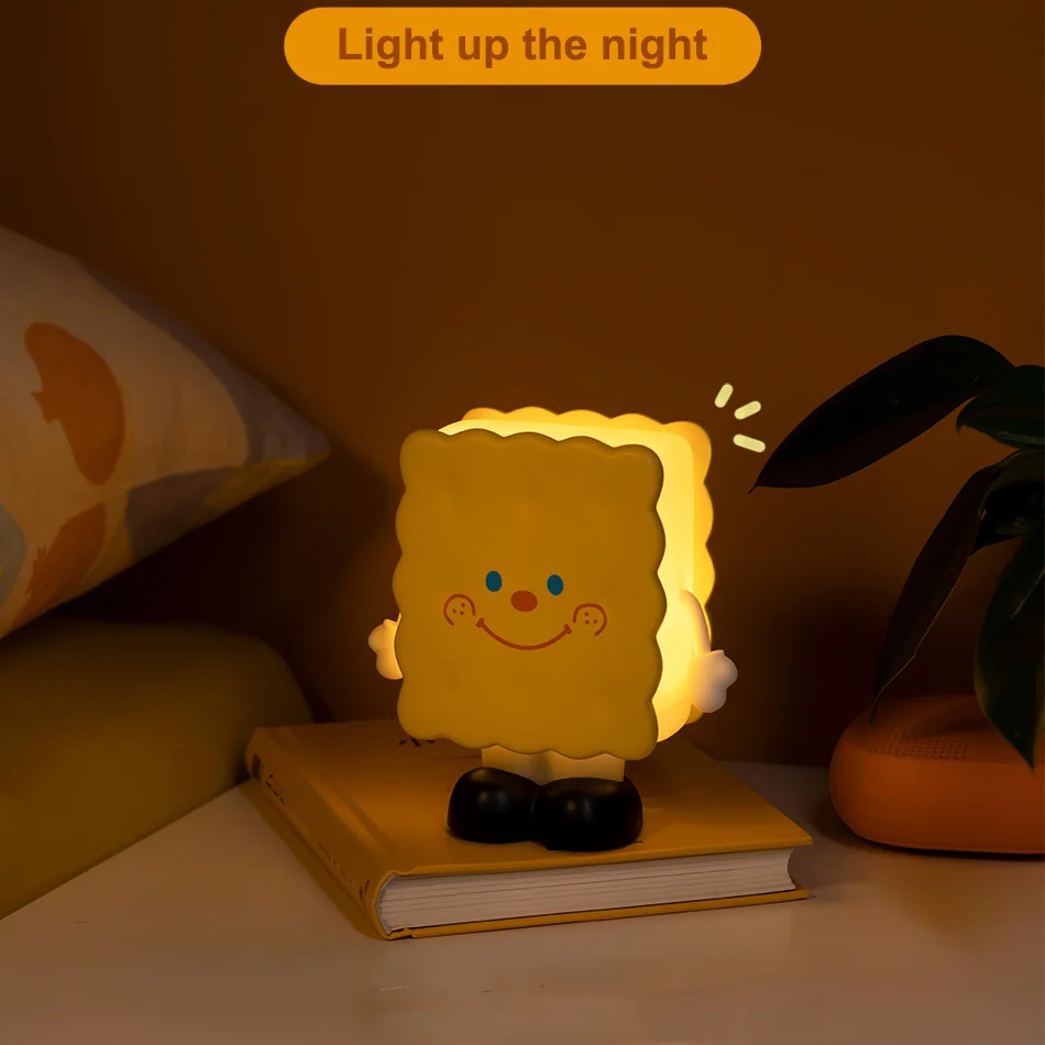 

Cookies Biscuit USB Light Night Light Cute Toast Atmosphere Light Bedside USB Eye Protection LED Table Lamp For Gift Bedroom