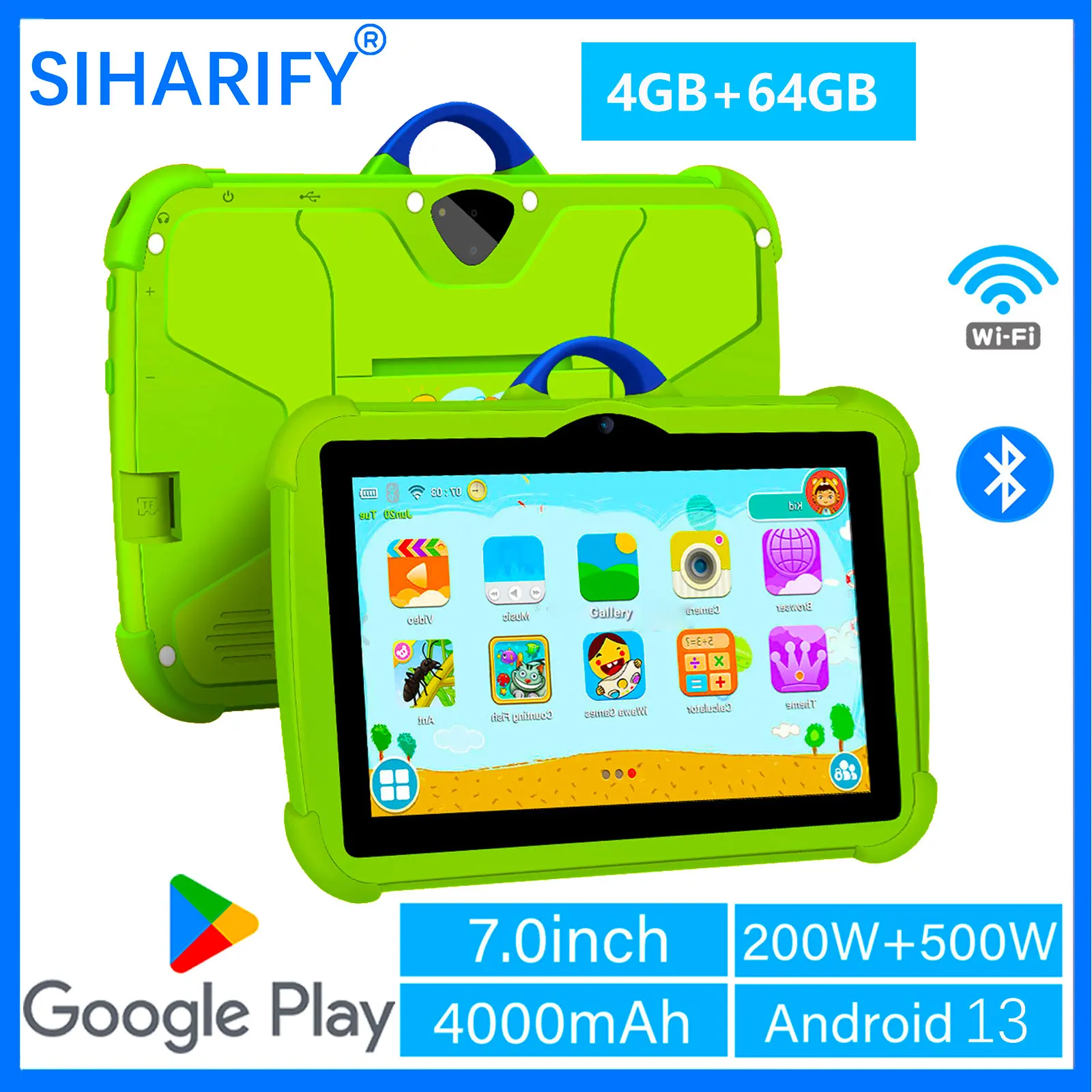 

НОВЫЙ 7-дюймовый планшет Android 13 Детский планшетный ПК для обучения 4 ГБ ОЗУ 64 ГБ ПЗУ Четырехъядерный процессор 4000 мАч Wi-Fi 5 1024x800 IPS Детские планшеты