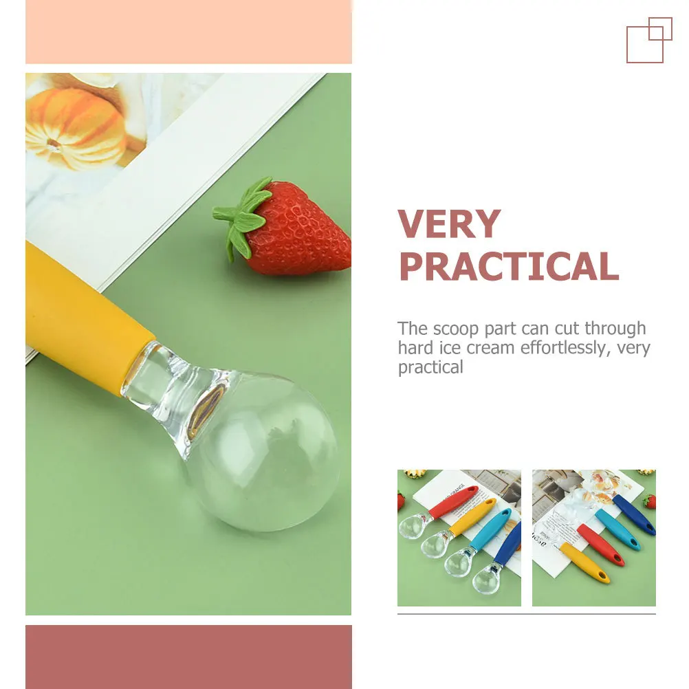 

4pcs Ice Cream Scoop Stainless Steel Easy-Grip Handle For Hard Desserts Fruit Baller Kitchen Gadget Ice Cream Baller