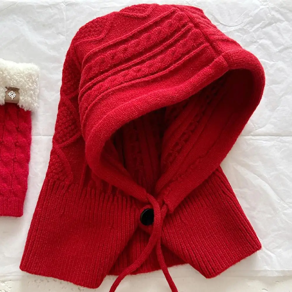 Gorro de punto cálido para invierno, bufanda para exteriores, calentador de cuello, pasamontañas informal, jersey de Color sólido, sombreros, protección para los oídos, bufanda con orejeras