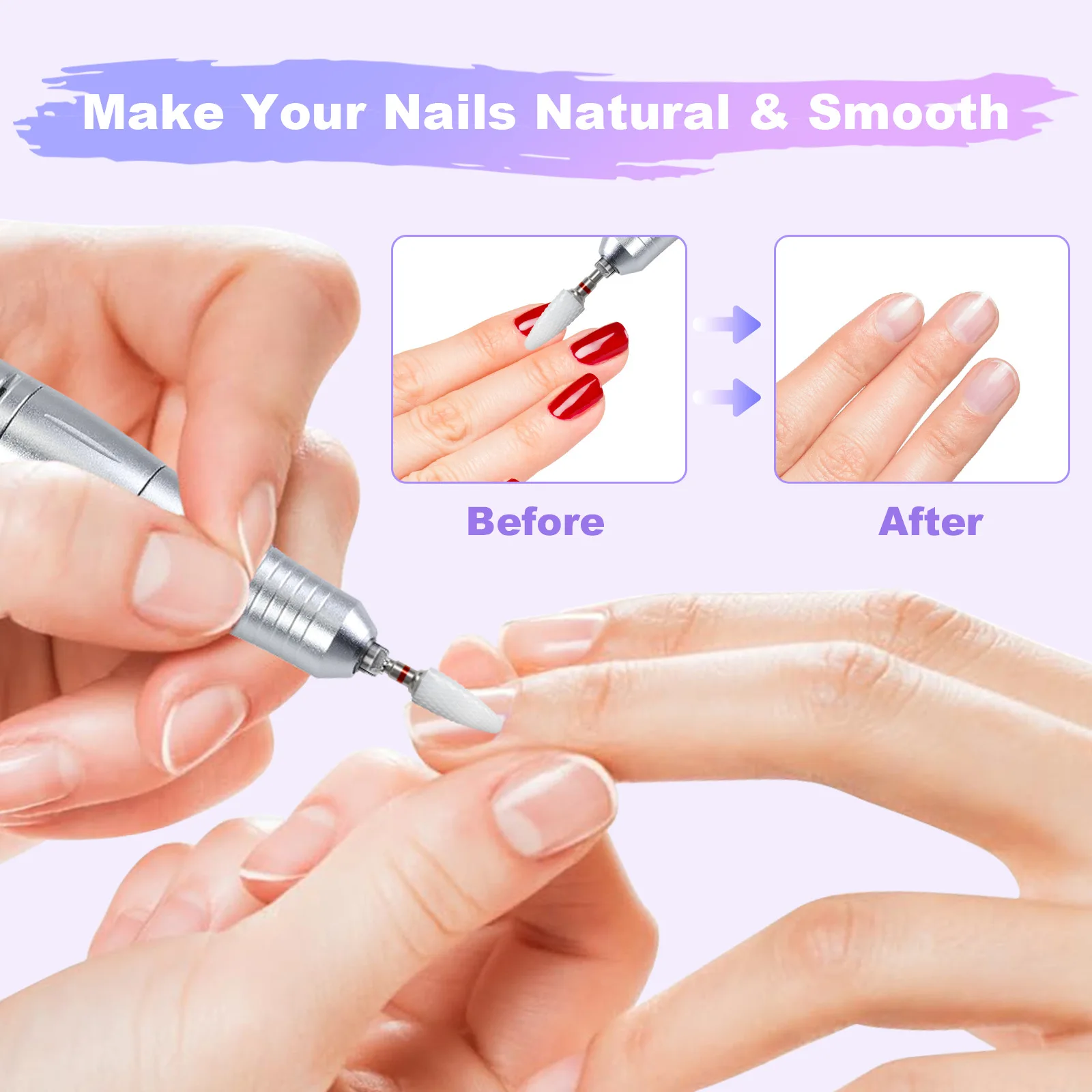 Zestaw frezów do paznokci z węglikiem wolframu i ceramicznymi końcówkami do manicure, polerowania i modelowania, elektryczny zestaw narzędzi do pilników do paznokci.