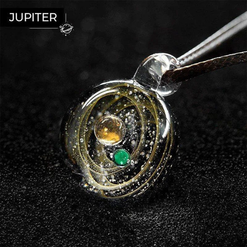 Handcrafted Universe Necklace for Men Starry Sky Cosmic Element Glass Pendant Women Jewelry Accessories Gifts