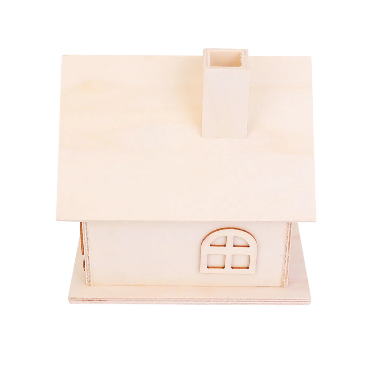 

Decorative Wood House Storage Box with Love Motif Painting Design Desktop Wooden Organizer for Candy Coins Small Items Tidy