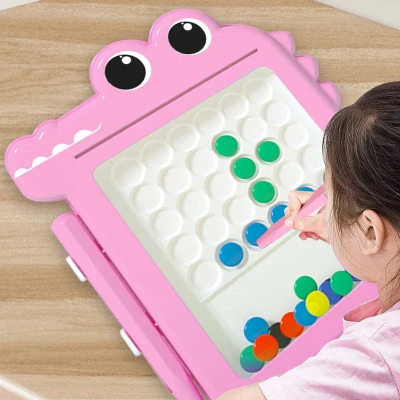 Stylo magnétique pour enfants, planche à dessin, puzzle, aimant magnétique, perle de pierre, formation de mise au point, jouet d'exercice de coordination