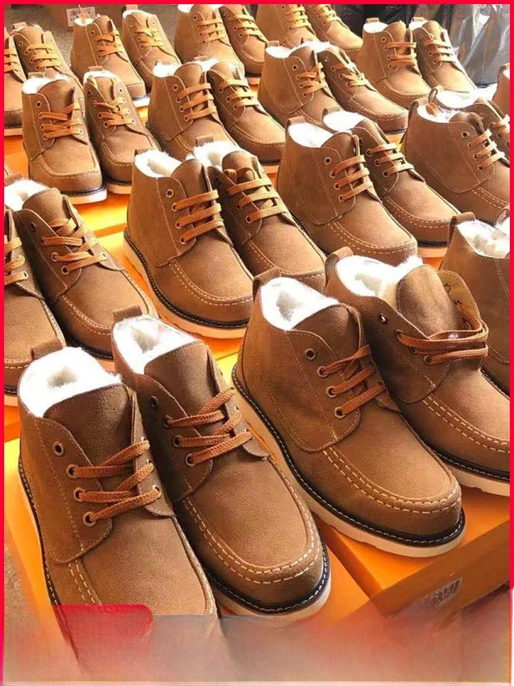 

Recommended Men's Fleece Lined Leather Snow Boots Casual Shoes Anti Flocking Rubber Sole Warm round Toe Low Heel Short Calf