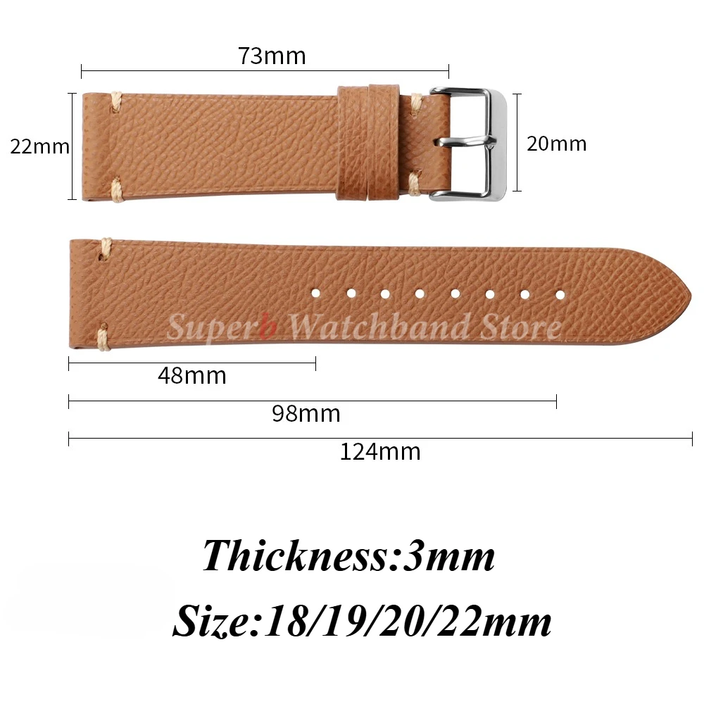 حزام من الجلد الطبيعي لـ Seiko عبر نمط 18/19/20/22 مللي متر خمر نمط جلد البقر حزام (استيك) ساعة لسوار أوميغا الرجال