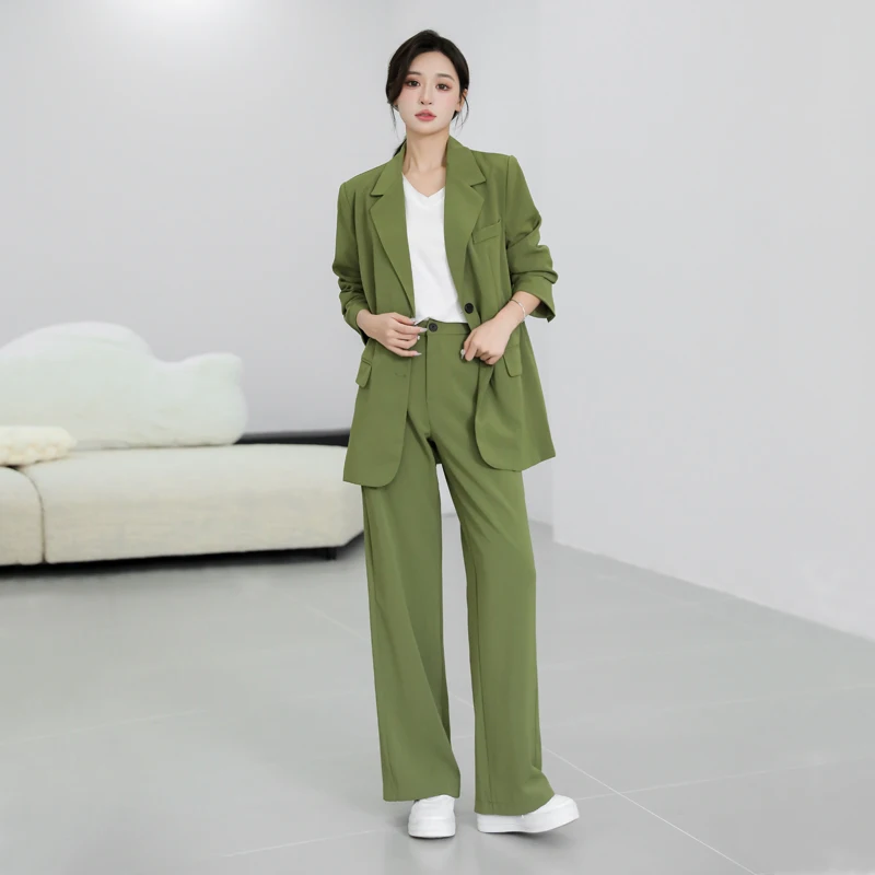 

Professional Leisure Two-Piece Set Women's Autumn Winter Korean Loose Casual Suit Jacket High Waist Workwear Long Pants