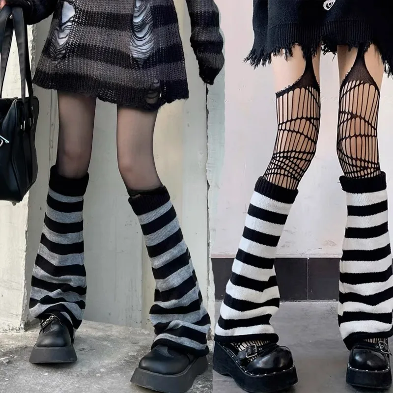 

Y2k Horn Wide Leg Socks Striped British Wind Autumn and Winter Wool Knit Hot Girl Warm Slim Jk Stacking Socks Hip Hop Stocking