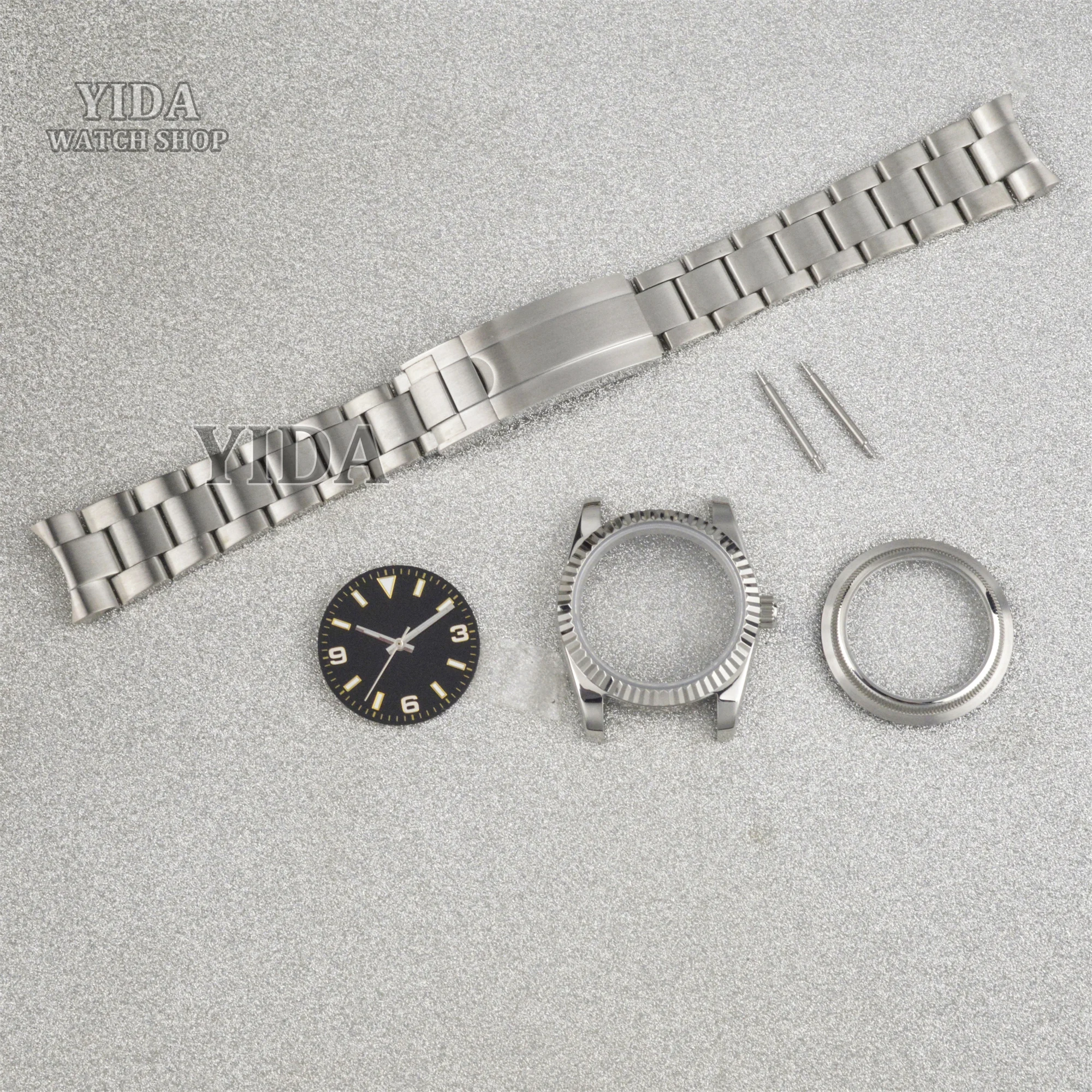 36/39mm NH35 Case Dial Silver Watch Parts Stainless Steel Bracelet Glass Back For Datejust NH35 NH36 Movement Waterproof 100M