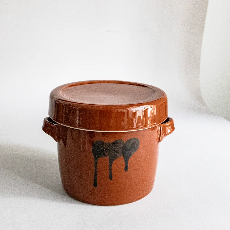 

Японская керамическая банка для хранения на кухне с крышкой, для свиного жира, для солений, для слив, герметичный фарфоровый контейнер