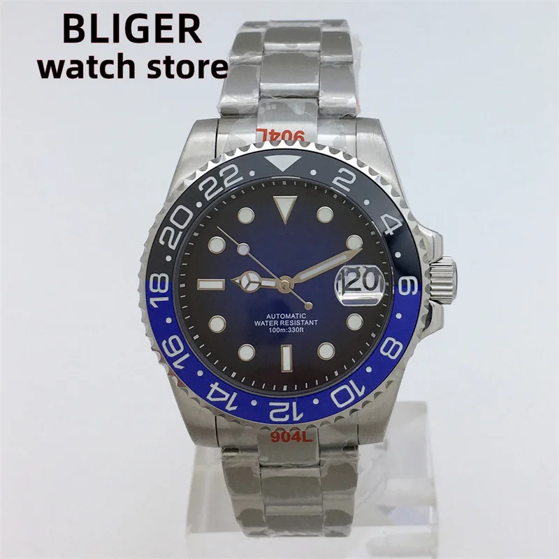 BLIGER-Reloj de buceo NH35 para hombre, cronógrafo de movimiento automático, cristal de zafiro, esfera luminosa, bisel de cerámica luminoso, resistente al agua hasta 10ATM, novedad de 2023