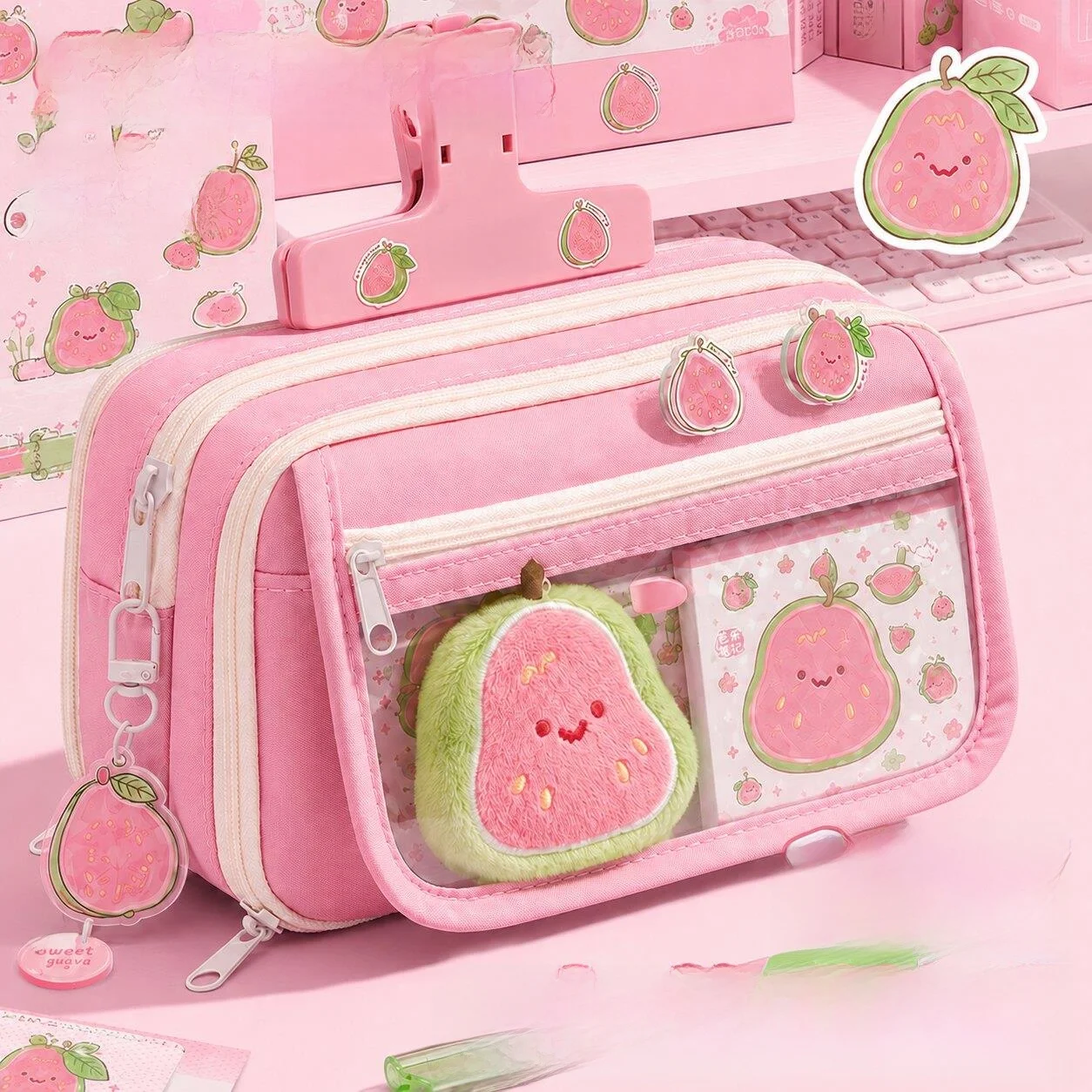 Adorable Large Capacity Transparent Pencil Case Simple Unique Style for Girls Primary School Students Stationery Bag
