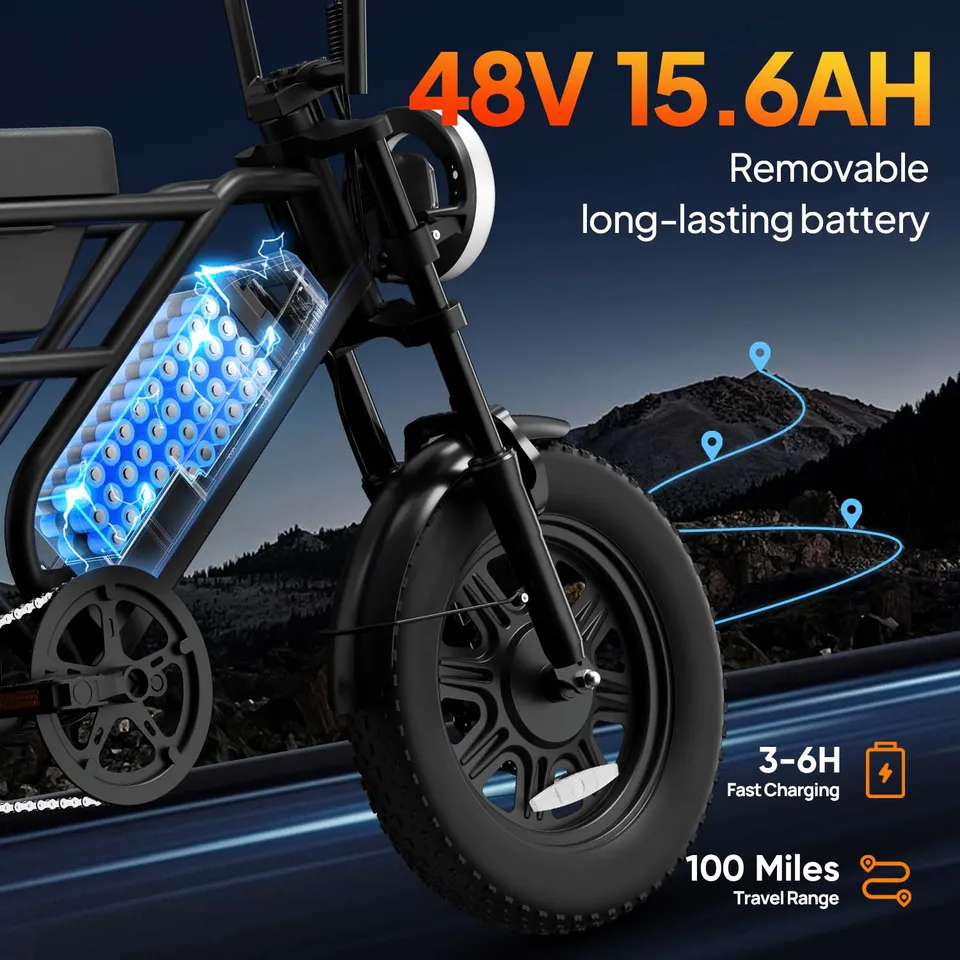 Electric Bicycle 16" Folding Electric Bike 500W Motor 48V 7.5Ah Battery Portable Commuter Adult E-bike T16 image 5