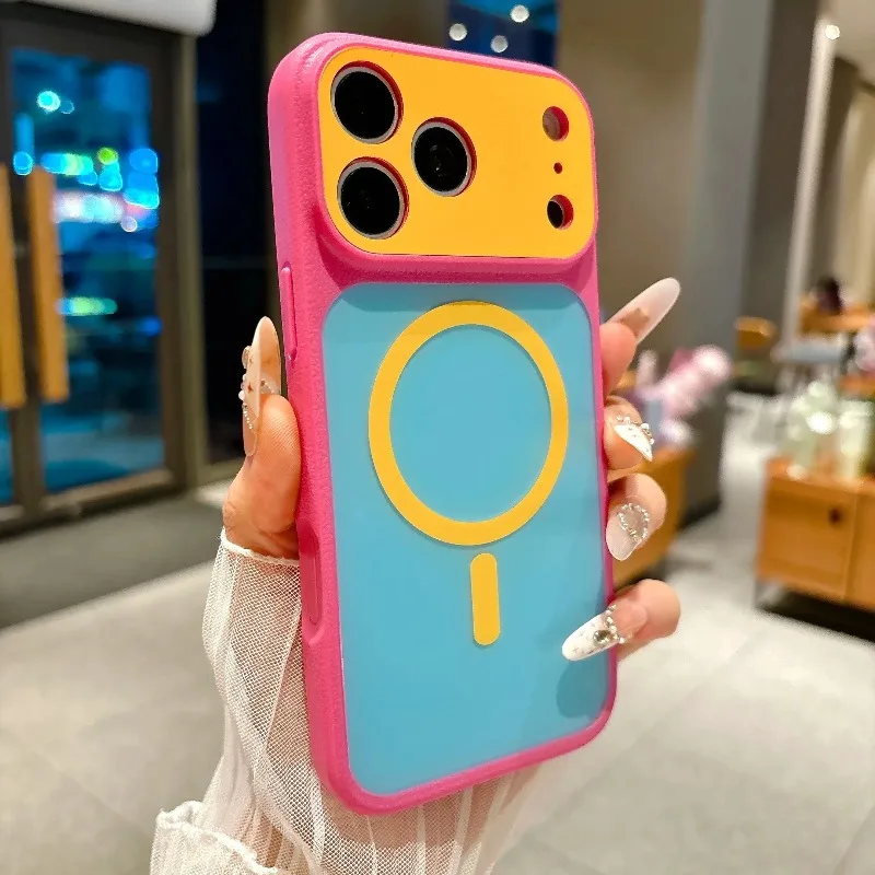 Bunte Handyhülle mit MagSafe-Magnetfunktion für iPhone 18 Pro Max, 17 Pro Max, 16, 15, 14, 13 Pro Max, 12 Pro, kabellose Ladehülle.