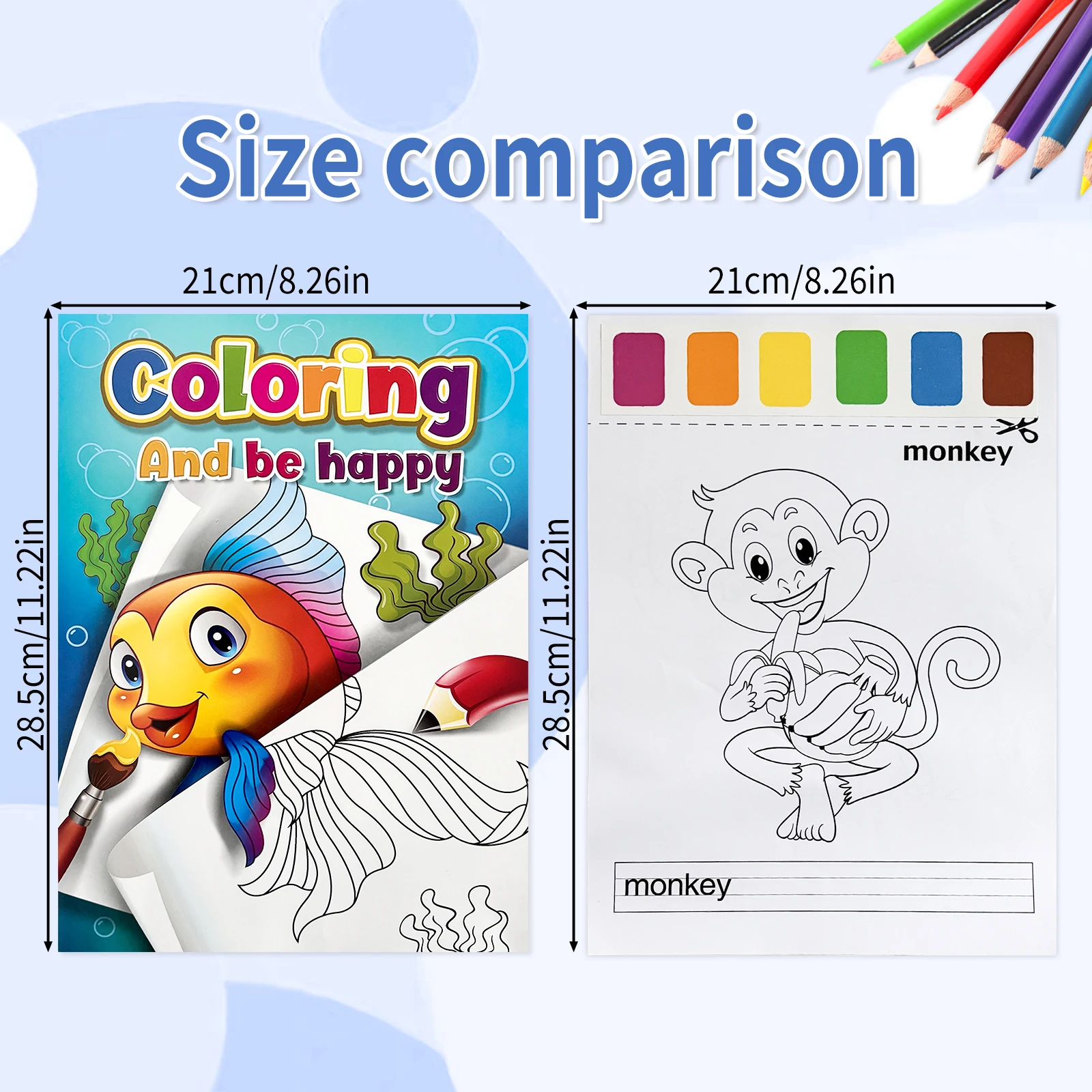 Kids Coloring Book Set - “Coloring And Be Happy” with Color Matching, Early Learning Toys for 3+