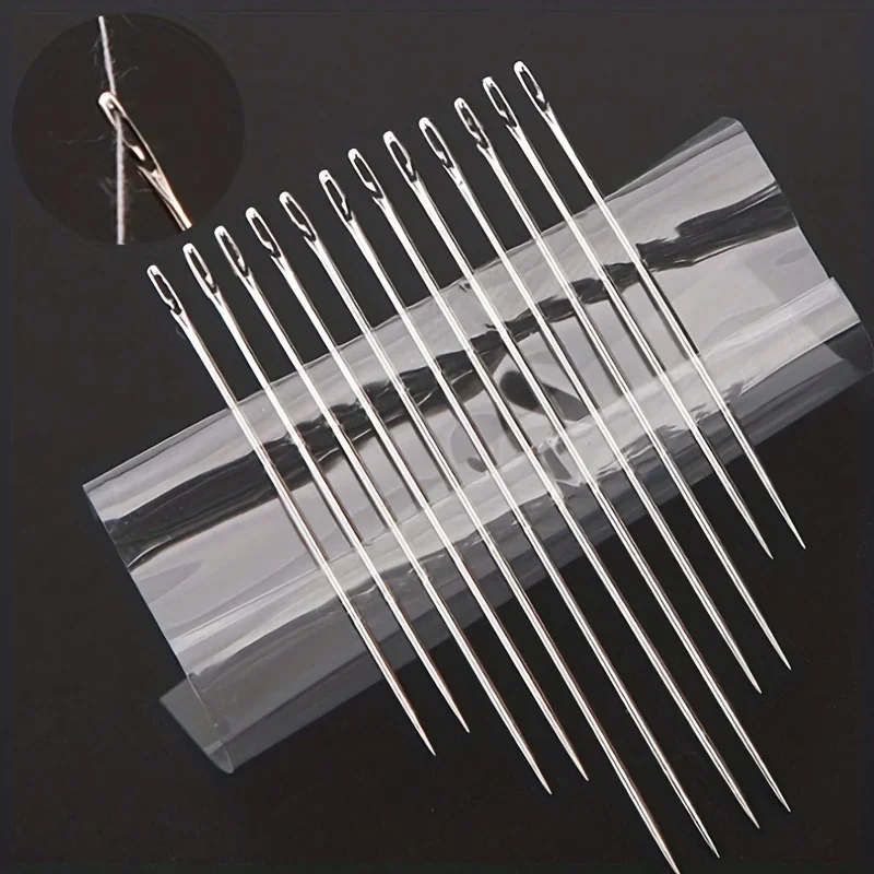 1 Pack Blind Sewing Needles, Elderly Big Hole Stainless Steel Needles For Sewing Household DIY Sew Beading Threading Needles