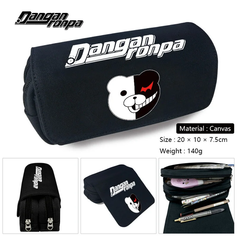 Anime Dangan Ronpa Monokuma Pencil Case Student School Pen Zipper Stationery Bag Cartoon Boys Girls Make-up Cosmetic Case