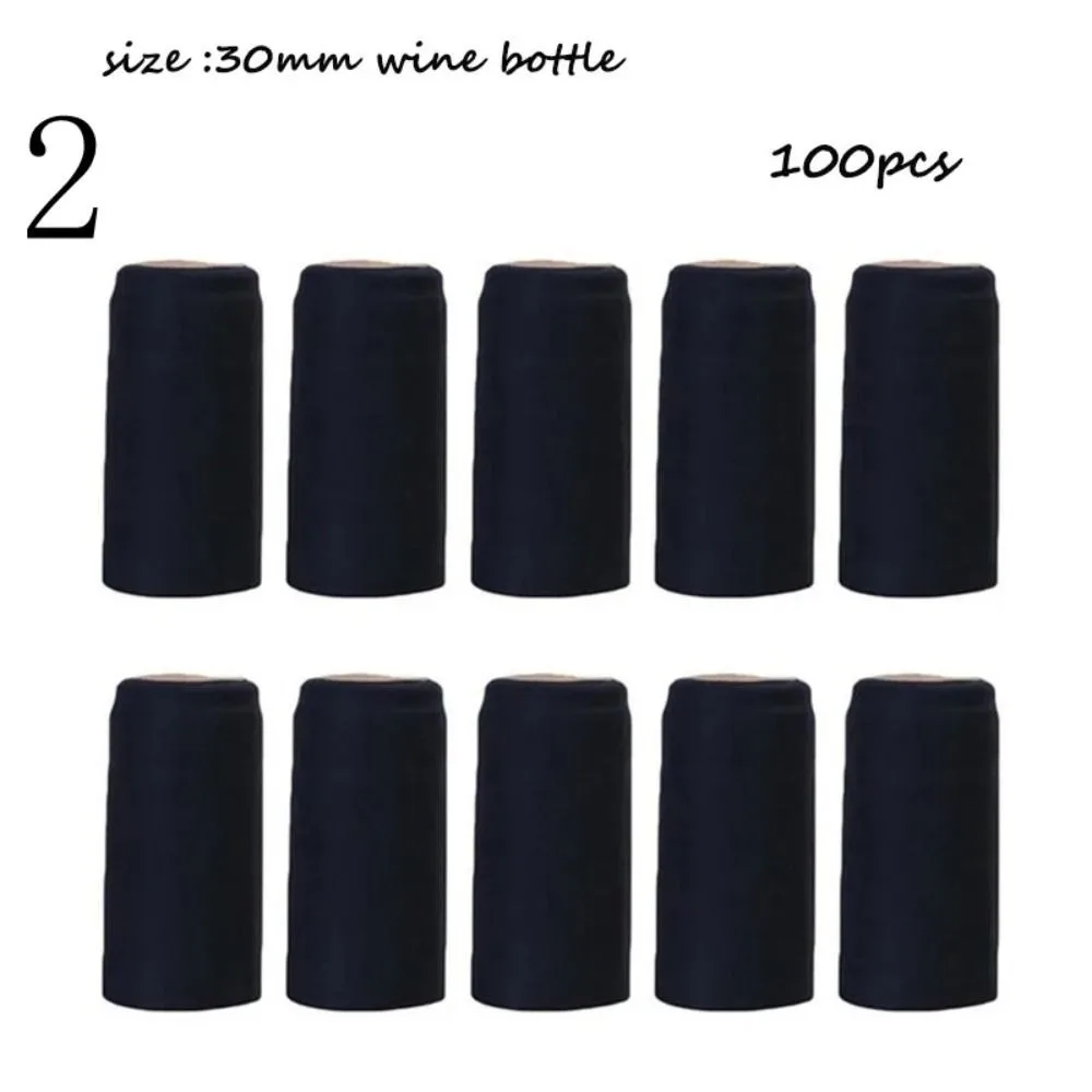 100Pcs PVC Wine Heat Shrinkable Cap Tear Tab Red Wine Shrink Film Wrap Gold Straight Mouth Wine Bottle Cap