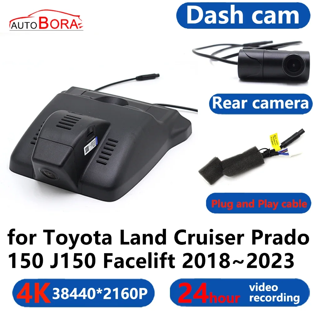 

AutoBora 4K Wifi 3840*2160 Car DVR Dash Cam Camera 24H Video Monitor for Toyota Land Cruiser Prado 150 J150 Facelift 2018~2023