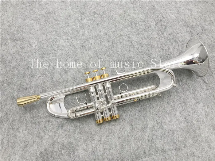 Hot Sell LT180S-37 Trumpet B Flat Silver Plated Professional Trumpet Musical Instruments with Case Free Shipping