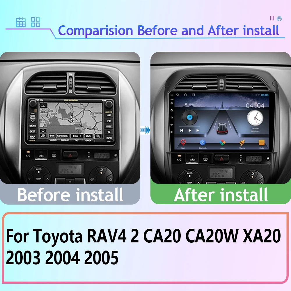 Android Auto For Toyota RAV4 RAV 4 2003 2004 2005 Navigation GPS Car Radio Multimedia Video Player Stereo BT 5G WIFI No 2din DVD