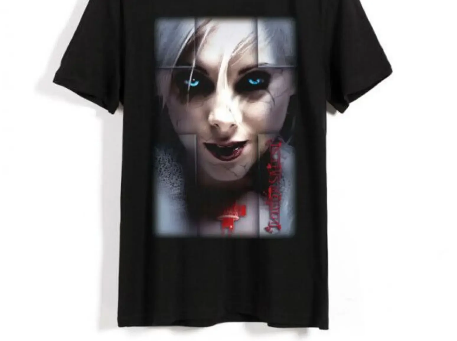 빈티지 마리아 브릭 블랙 코튼 티셔츠, S-2345XL 