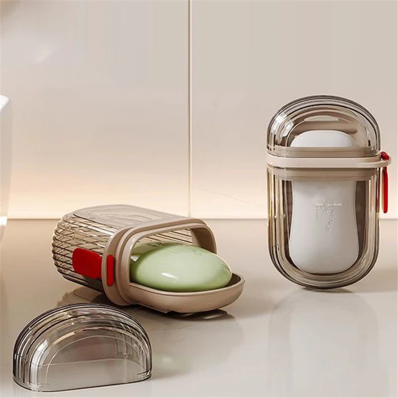 

Portable Travel Soap Box with Detachable Drain Tray, Leak-Proof Soap Holder Container for Bathroom, Camping & Business Trip