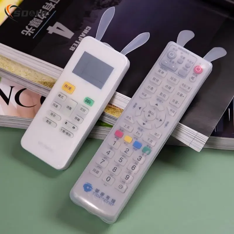 

Transparent Noctilucent Remote Control Cover for TV Air Conditioner Rabbit Ear Remote Dustproof Protective Case Sheath Sleeve