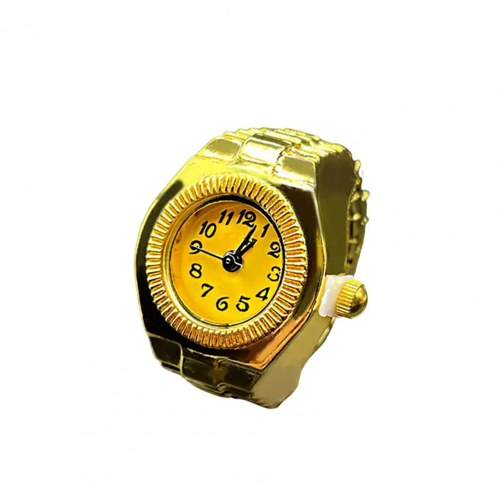 Jewelry Punk Gold Color Couples Mini Watches Finger Rings for Women Men Square Round Dial Quartz Ring Watch Ring Gift image 3