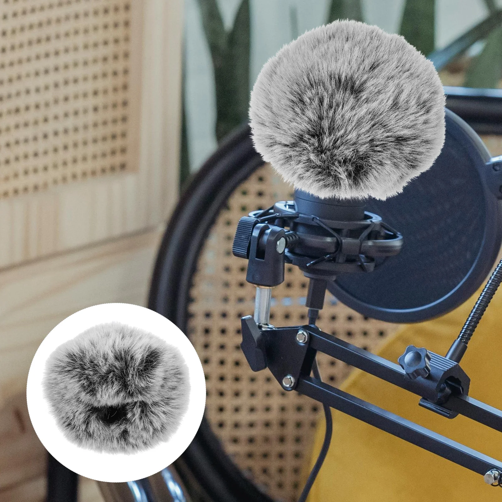 

Artificial Microphone Cover Windproof Protector For Mic Live Streaming Recording Reusable Universal Fit Noise Reduction Soft