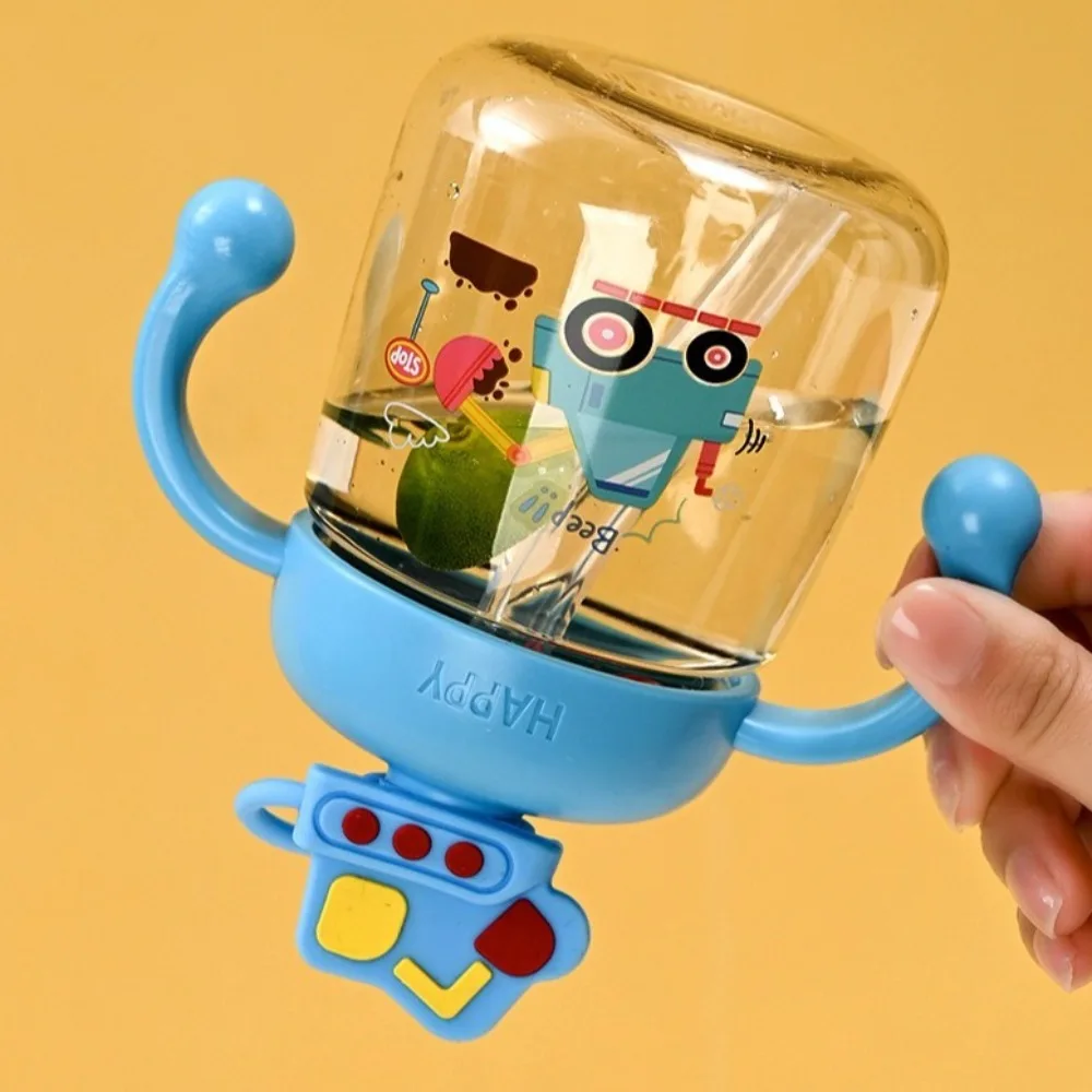 

Portable Cartoon Baby Feeding Bottle 350ml Drop Resistant Baby Drinking Cup Wide Caliber with Straw Toddler Milk Cup Baby