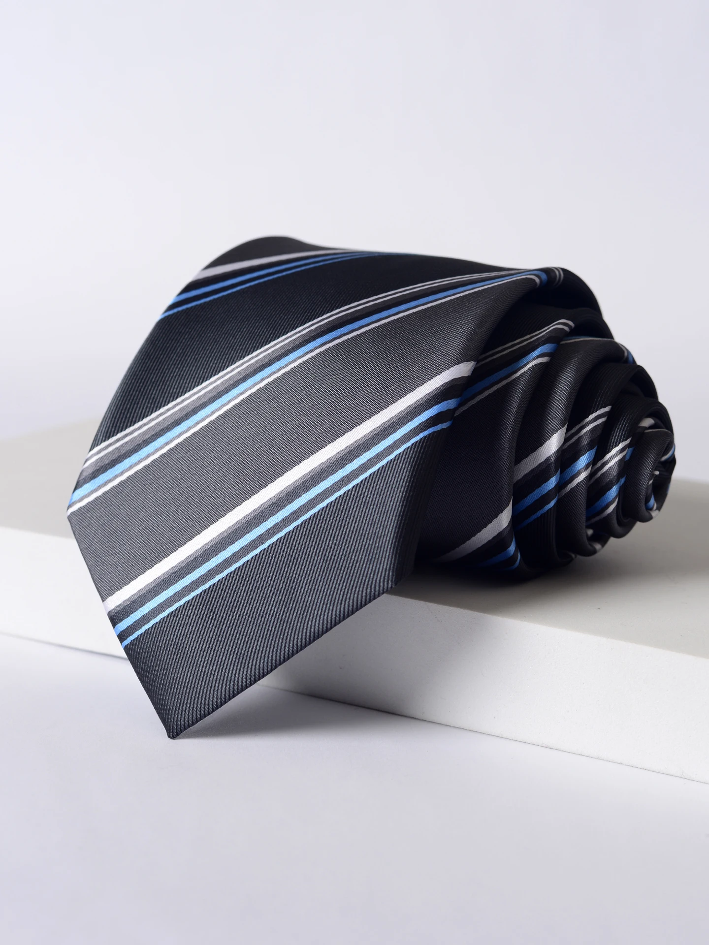 高品質スモークグレーストライプネクタイメンズジャカードレトロビジネス宴会ドレスアクセサリー-8-センチ幅手作り結び目クラバット