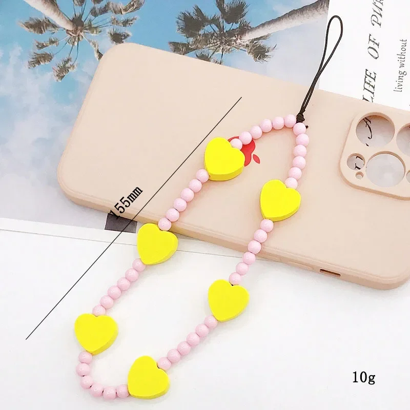 Acrylic Stars Love Bear Phone Chain Lanyard Jewelry for Women Hand Beaded Phone Case Cord Clay Devil Eye Charm Phone Accessories view 4