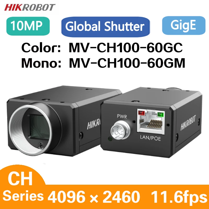 

HikRobot MV-CH100-60GM/C 10MP 1" 11.6fps GigE Machine Vision Global Shutter Color Mono Area Scan Industrial Camera