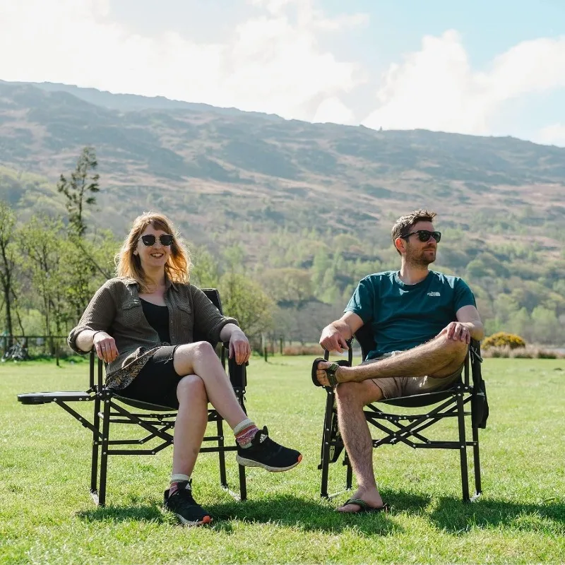 Camping Directors Chair, Heavy Duty,Oversized Portable Folding Chair with Side Table, Pocket for Beach, Fishing