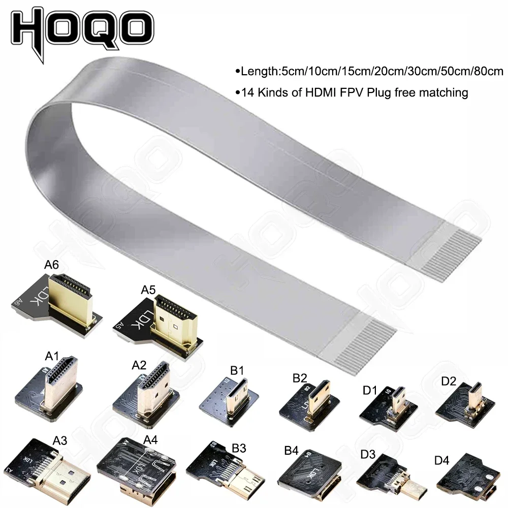 Ribbon FPV HDMI-Compatible Connector Anti-interference Flexible Flat Cable Raspberry Pi 4 Micro Mini HDMI-compatible