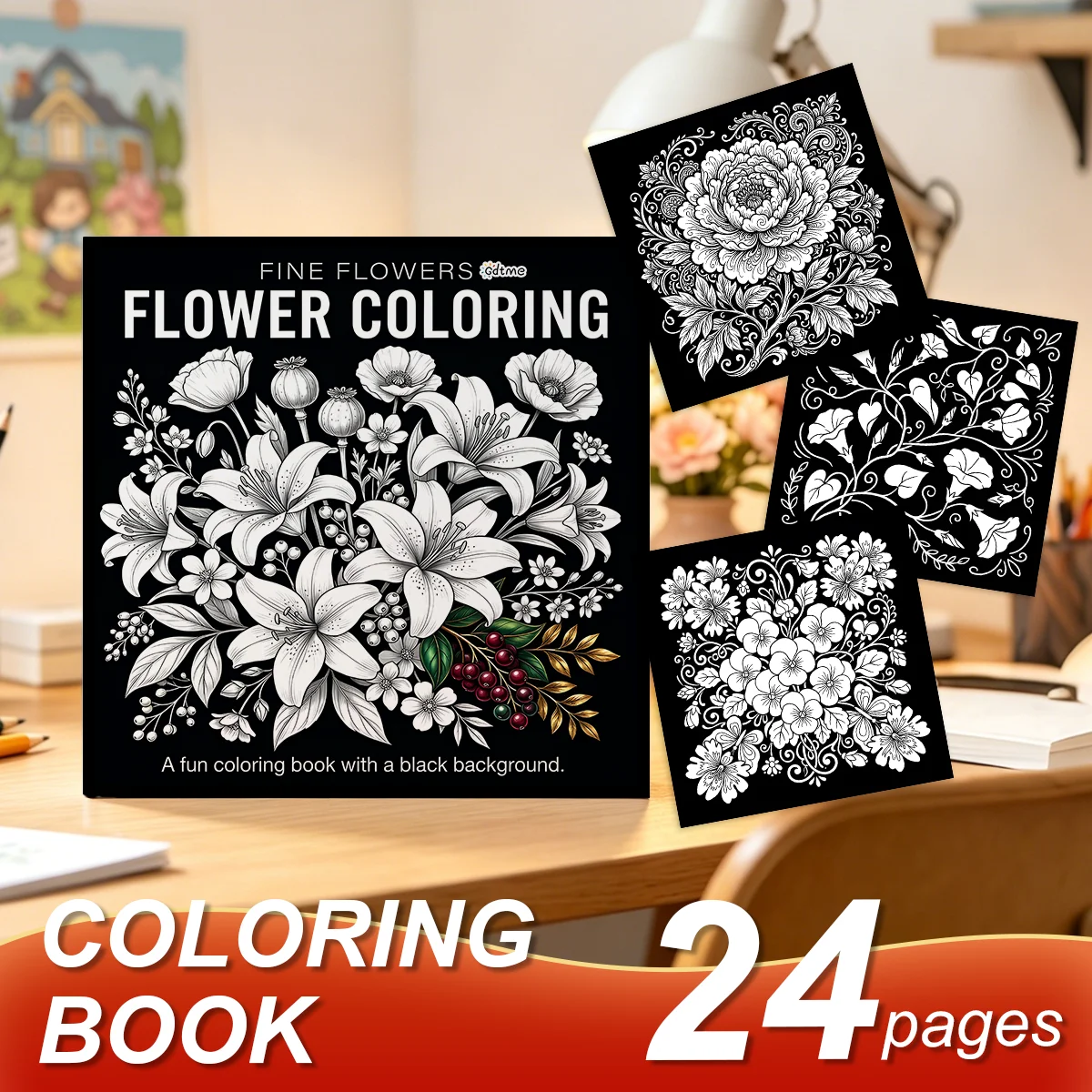 Flower Coloring Book, Large Pr - огляд і ціна Adult Coloring Book Stress Relief