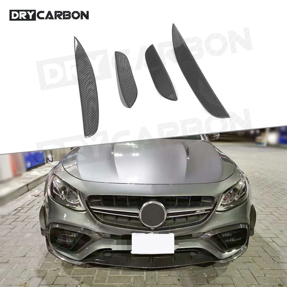 

4PCs/Set Carbon Fiber Front Bumper Fins Decoration Canards Trims for Mercedes Benz E Class W213 E63 AMG 2017-2019 Car FRP