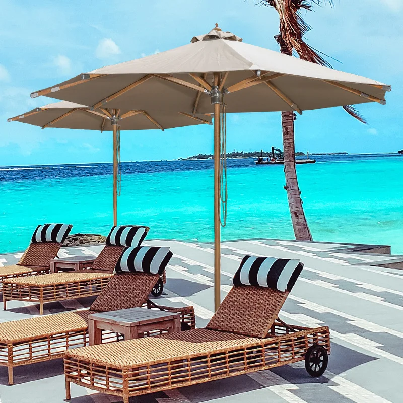Outdoor polyester parasol courtyard rain and sun protection garden central column umbrella cafe hotel terrace beach sun umbrella