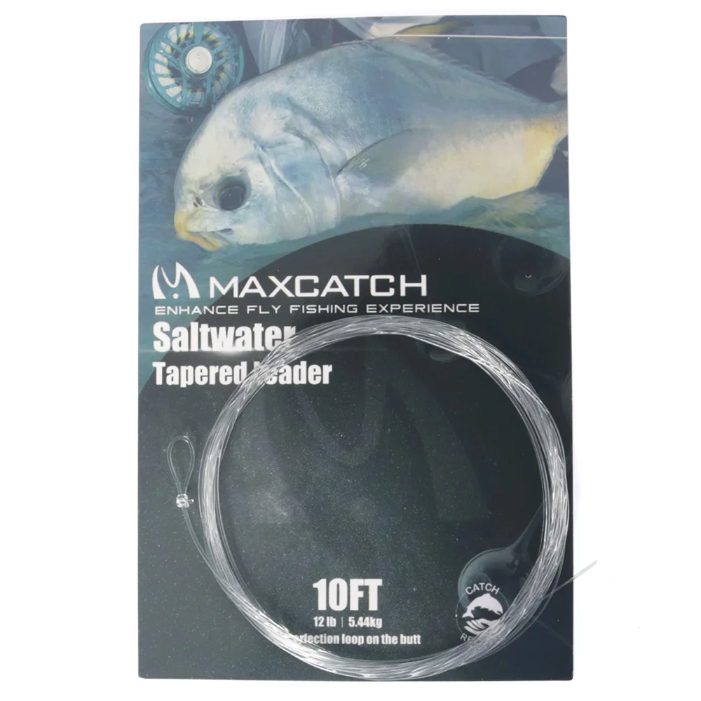 MAXCATCH 30 Stück Salzwasser-Fliegenfischerleinen 10FT 10-30LB Klare Nylon-Leine mit geschweißten Schlaufen Fliegenleinen-Leader – Detail 10