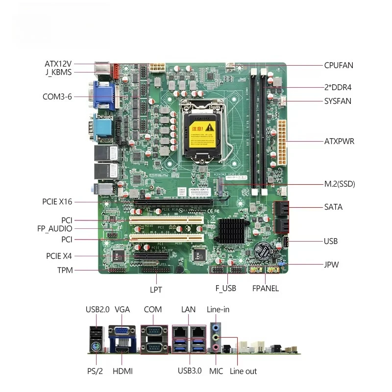 Warranty 3 Years  LGA 1151 DDR4 64GB SATA VGA HD 4K Dual LAN Dual COM Industrial Embedded Micro Atx Motherboard