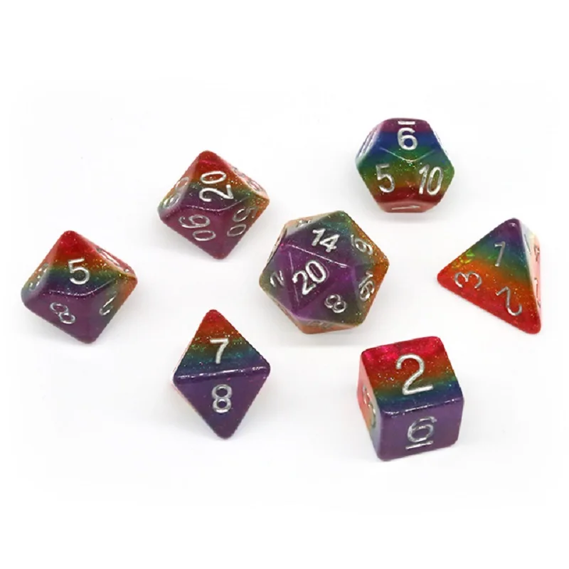 教育用レインボーダイスセット,テーブルゲーム,インタラクティブ玩具,数字アクセサリー,家の装飾,ロールプレイ,7個