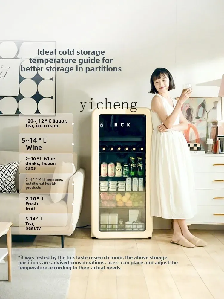 x3 Ice Bar Dundun Bar Freezer Refrigerated Cabinet Home Living Room Fresh-keeping Cabinet Beverage Small retro Refrigerator
