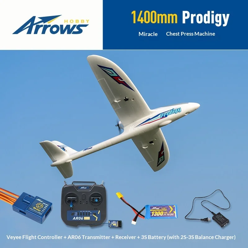 New In Stock Arrows Hobby Rc Airplane 1400mm Prodigy Fixed Wing Foam Glider Electric Remote Control Model For Outdoor Hobby