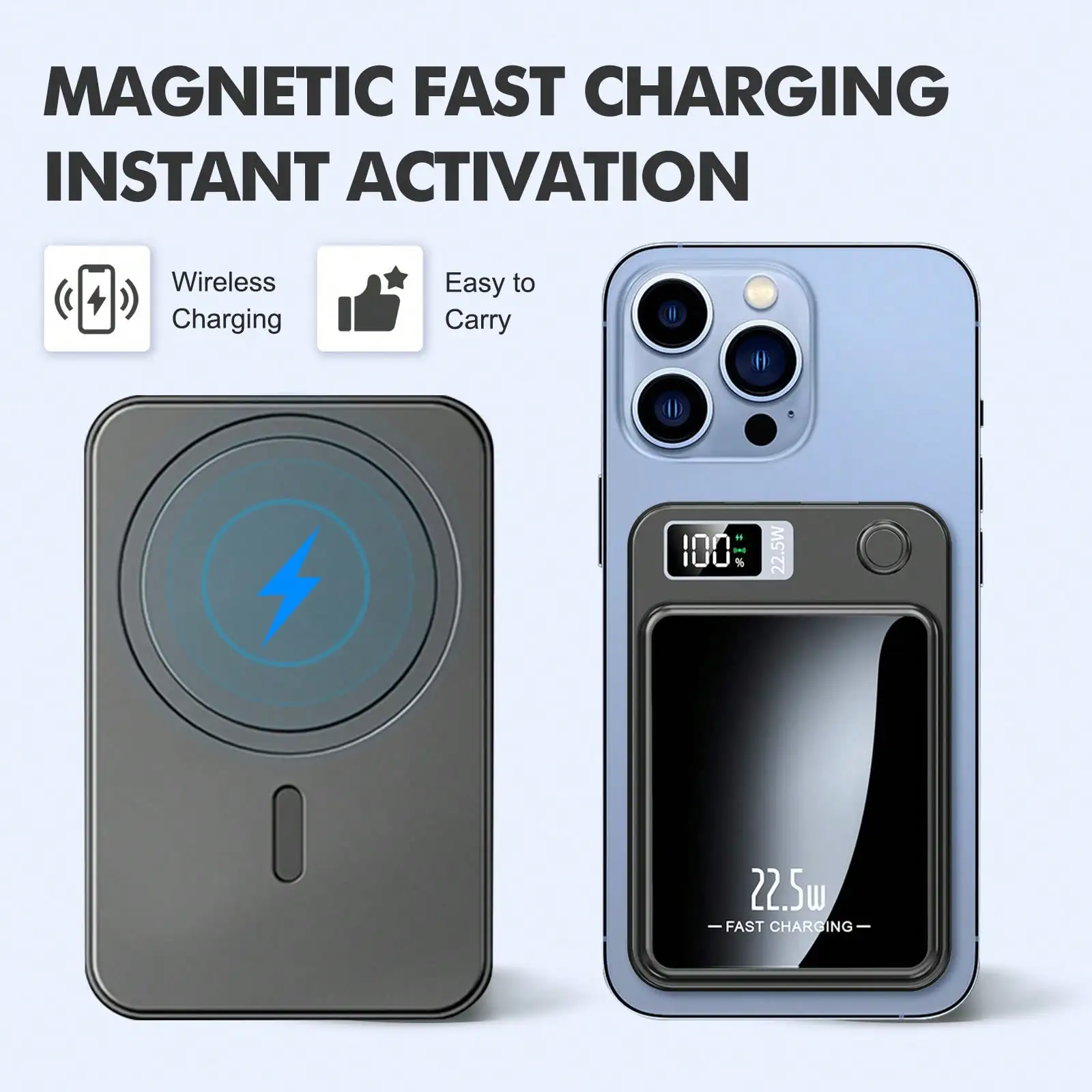 

5000mAh Magnetic Wireless Portable Charger, 5000mAh Battery Pack Power Bank Charging For IPhone 16/15/14/13/Pro/Mini/Pro Max 22.5W Magnetic Wireless Power Bank Wireless Charging External Battery Suitable For Summer Holiday Outdoor Travel/Camping And Hand