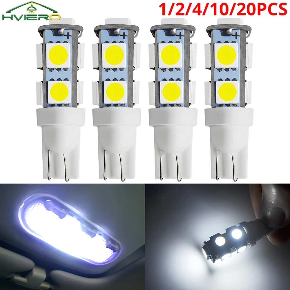 

20/50/100X Car White License Plate Light Led 12V Trunk Lamp Turn Signal T10 194 W5W Bulb Parking Wedge Interior Dome Side Marker